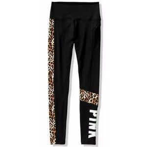 VS PINK LEOPARD PRINT LEGGINGS